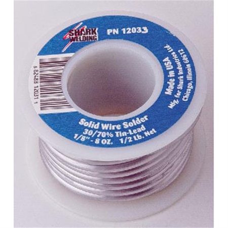 SHARK INDUSTRIES Wire Solder, Solid, Tin-Lead, 50/50, 1/8", 1/2lb 12033